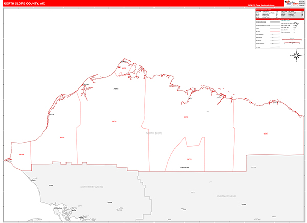 North Slope Borough (County), AK Carrier Route Wall Map